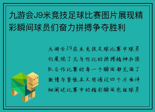 九游会J9米竞技足球比赛图片展现精彩瞬间球员们奋力拼搏争夺胜利